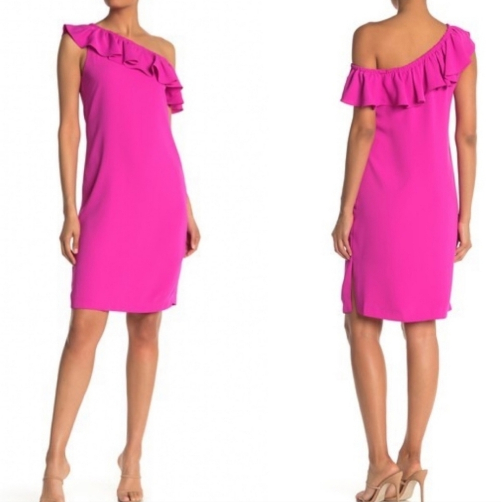 Elegant Trina Turk Pink One-Shoulder Dress - Picture 1 of 1